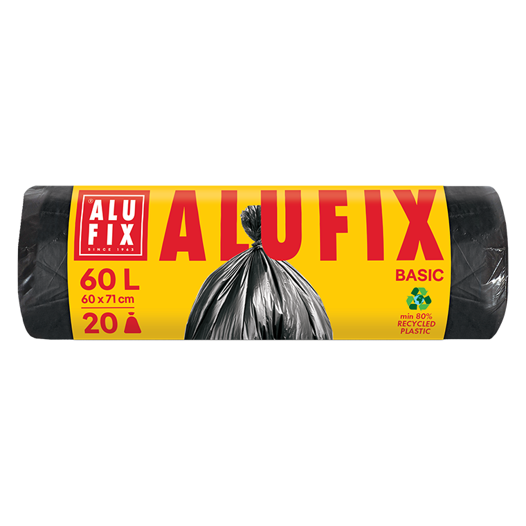 ALUFIX Garbage bags Economy 60L/20buc, HDPE 60x71cm, negri